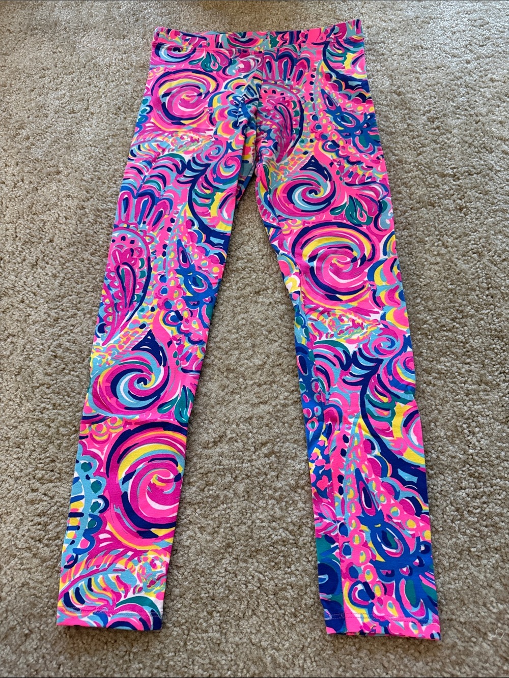 Lilly Pulitzer Hot Pink Multicolor Swirl Print Leggings
